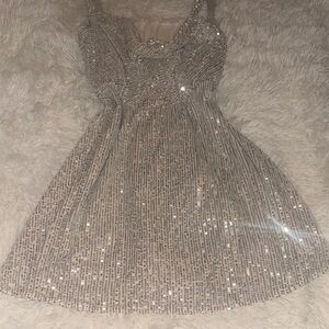 Sparkling Silver Sequin Dress